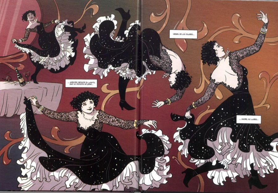 Doble página del cómic sobre la Bella Otero