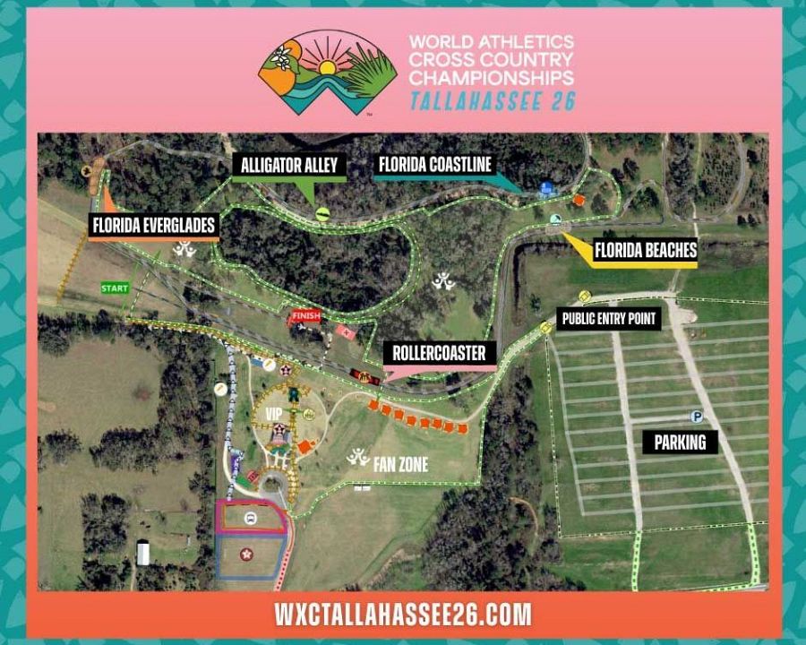 Circuito del Mundial de cross 2026 en el Apalachee Regional Park