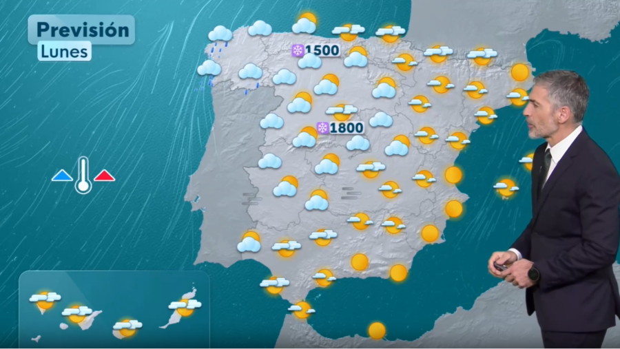 El tiempo de este lunes 12 de enero: un frente deja precipitaciones en el noroeste