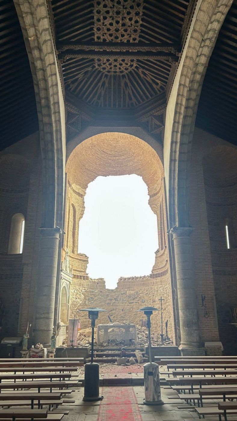 Derrumbe en una iglesia mudéjar de un pueblo de Valladolid