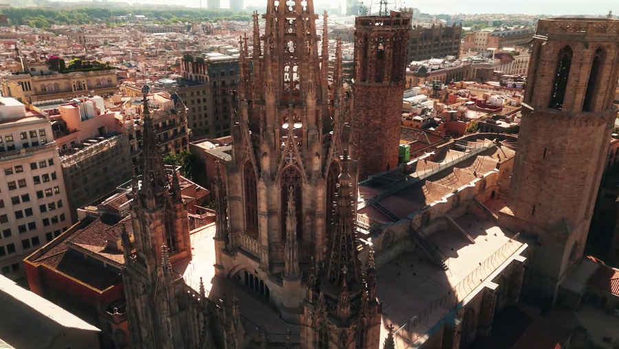 Vista aèria de la Catedral de Barcelona.