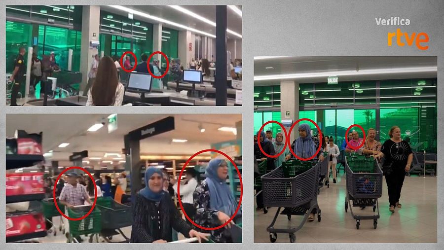 A la izquierda, capturas del vídeo difundido en redes. A la derecha, fotografía publicada por el Faro de Ceuta