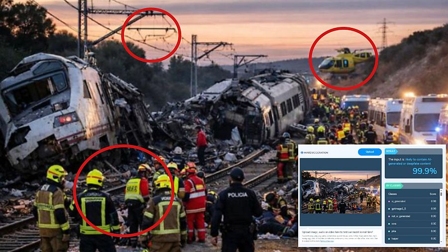 La foto con tres errores gráficos y el análisis de Hive que concluye que es IA