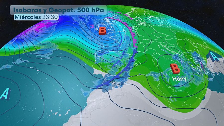 El tiempo miércoles 21 de enero: borrasca Harrry