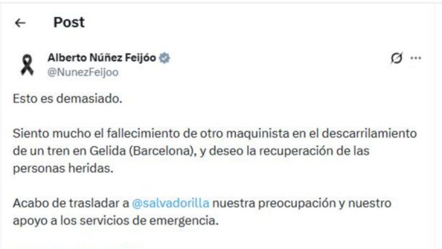 Imagen de la publicación de Alberto Núñez Feijóo en X.