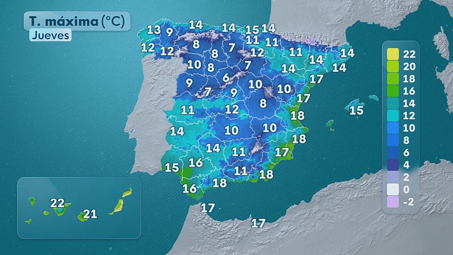 Temperaturas máximas jueves 22 enero