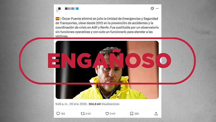 Mensaje que difunde que la Unidad de Emergencias se sustituyó por “un observatorio sin funciones operativas”.