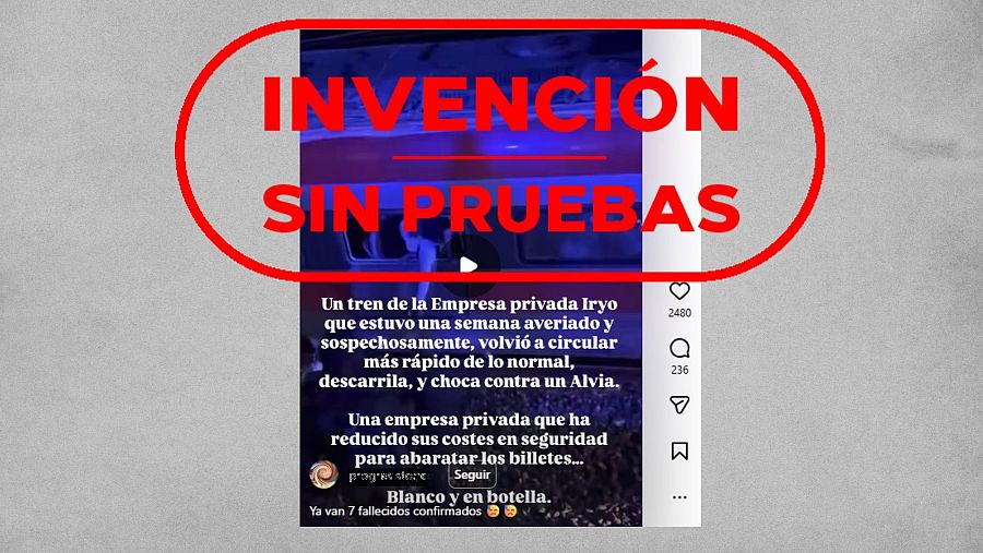 Mensaje que afirma sin pruebas que el Iryo accidentado había estado averiado