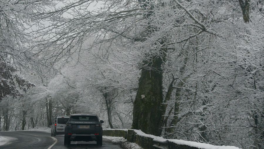 Nevada caída en Maceda el 23 de enero de 2026, en Ourense, Galicia