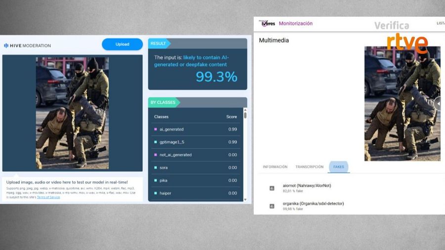 Las herramientas Hive e IVERES concluye que la foto está generada con inteligencia artificial