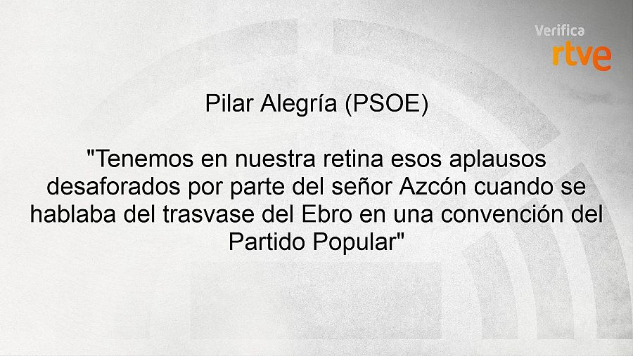 Pilar Alegría, sobre los aplausos de Azcón a Feijóo cuando hablaba sobre agua