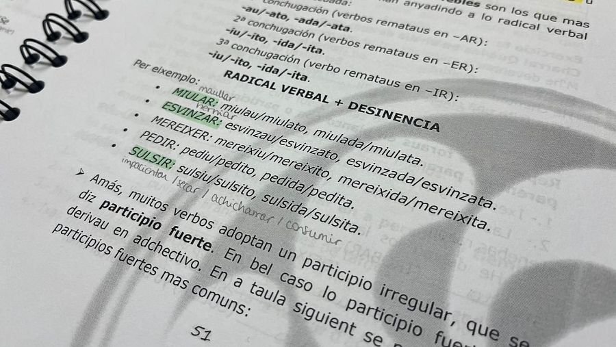 Apuntes de una alumna de la clase de aragonés.