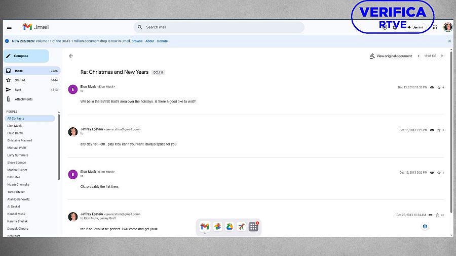 Emails intercambiados entre Jeffrey Epstein y Elon Musk para quedar en las navidades de 2013
