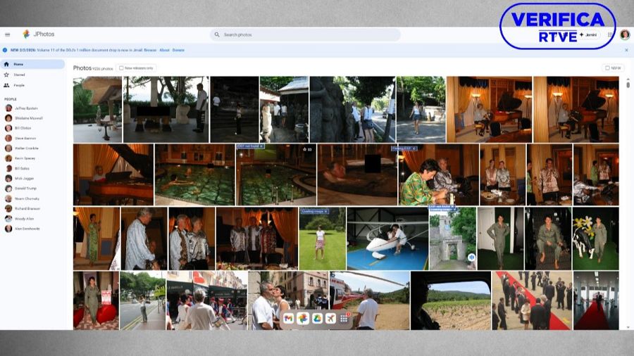 Ejemplo de fotografías desclasificadas de los archivos de Jeffrey Epstein
