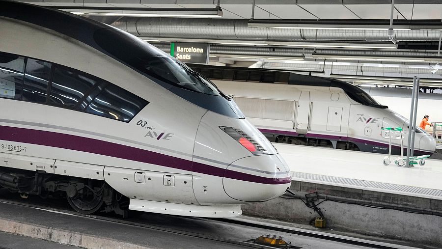 Trenes de alta velocidad en la estación de Sants