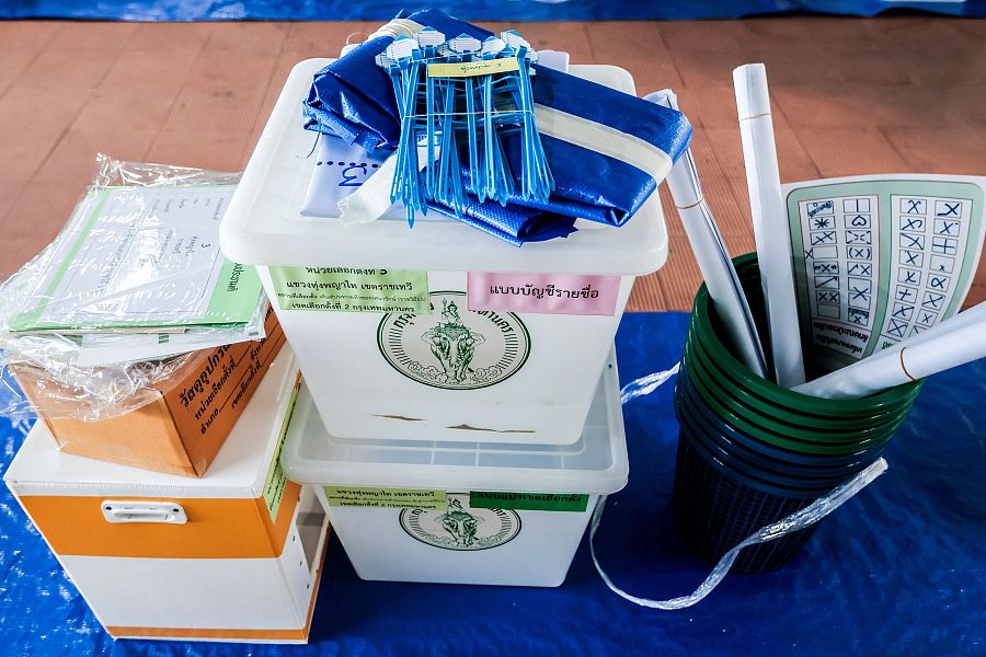 Urnas electorales para las elecciones generales de Tailandia, en Bangkok, la capital del país