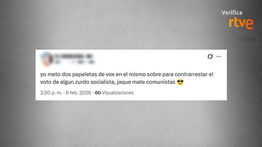 Mensaje que desinforma sobre el resultado de introducir varias papeletas en un mismo sobre