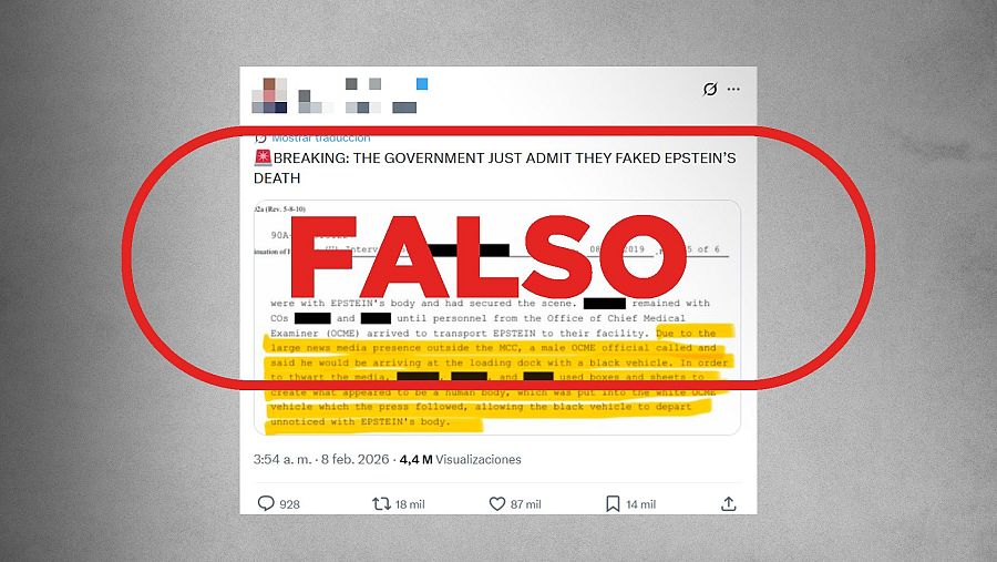 Mensaje que asegura falsamente que este archivo prueba que 