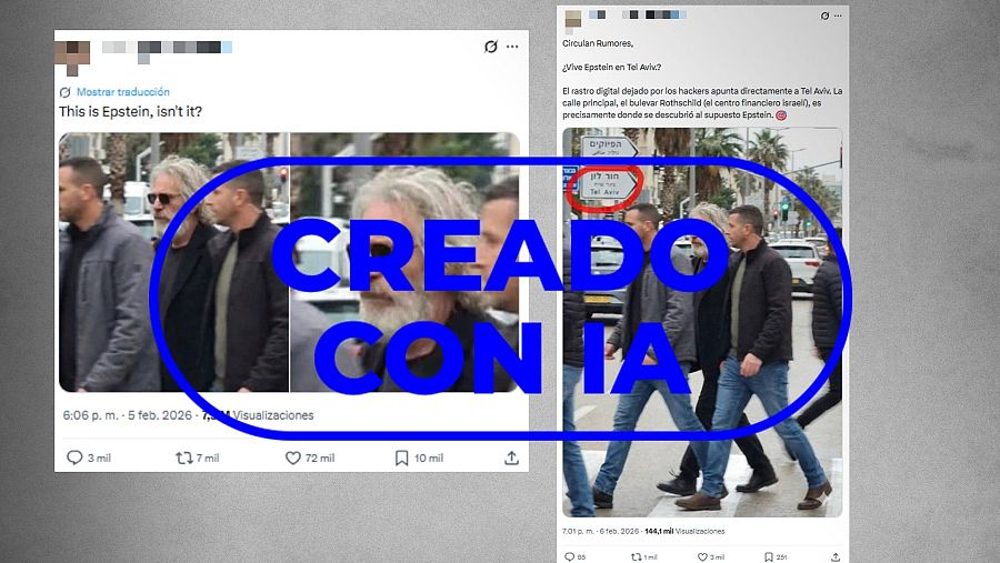 Publicaciones de X que difunden una foto generada con IA como si fuera real
