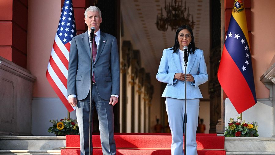 Delcy Rodríguez y el secretario de Energía de Estados Unidos, Chris Wright,