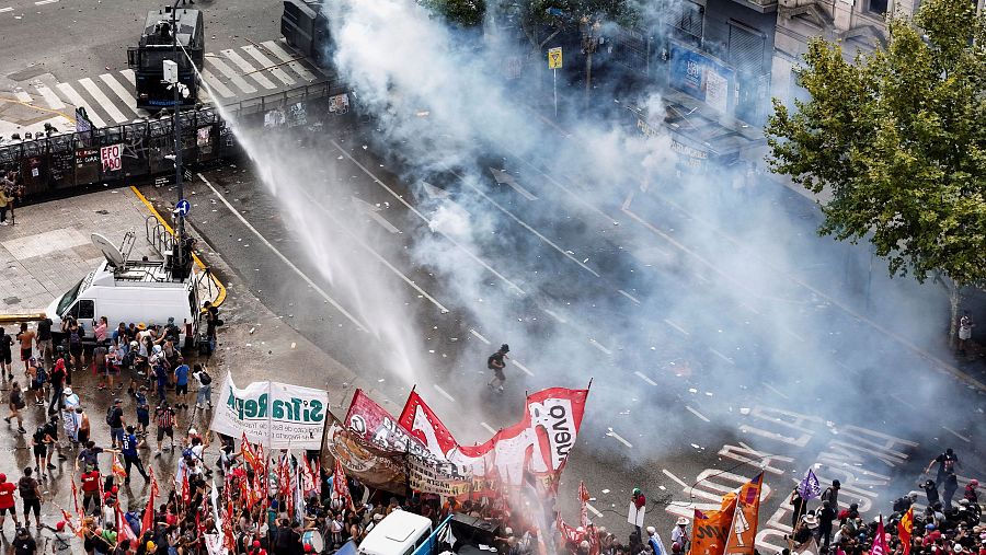 Protestas contra la reforma laboral en Argentina