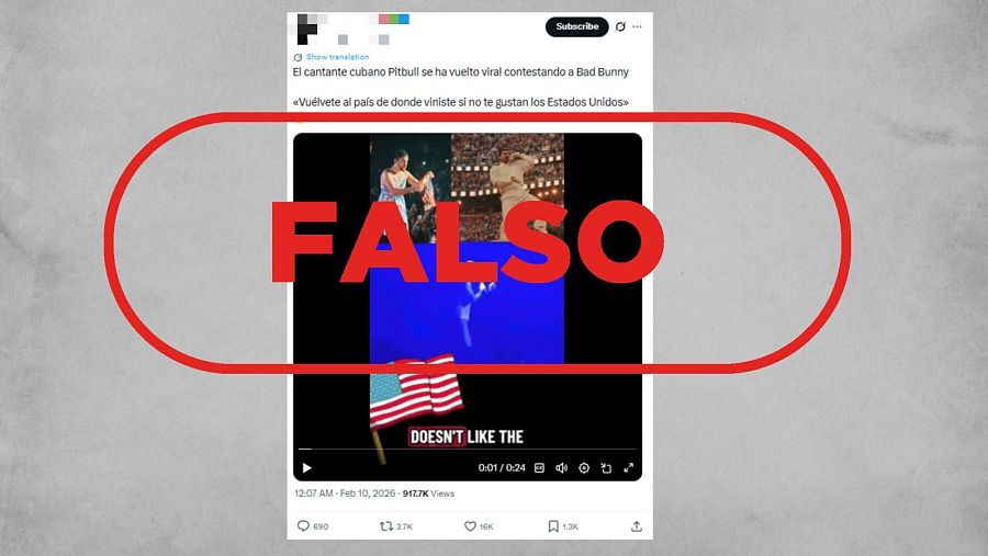 Mensaje de X que difunde este vídeo de Pitbull como si fuera actual.