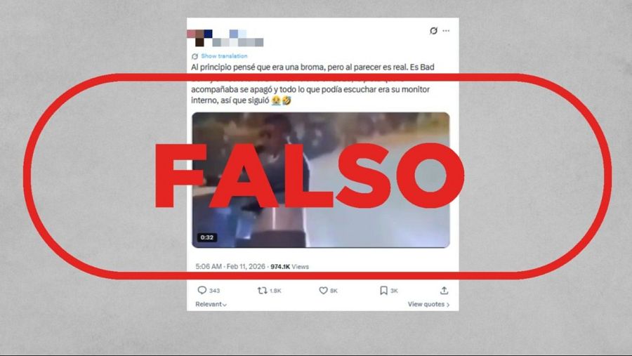 Publicación de X que difunde un vídeo de Bad Bunny con el audio manipulado