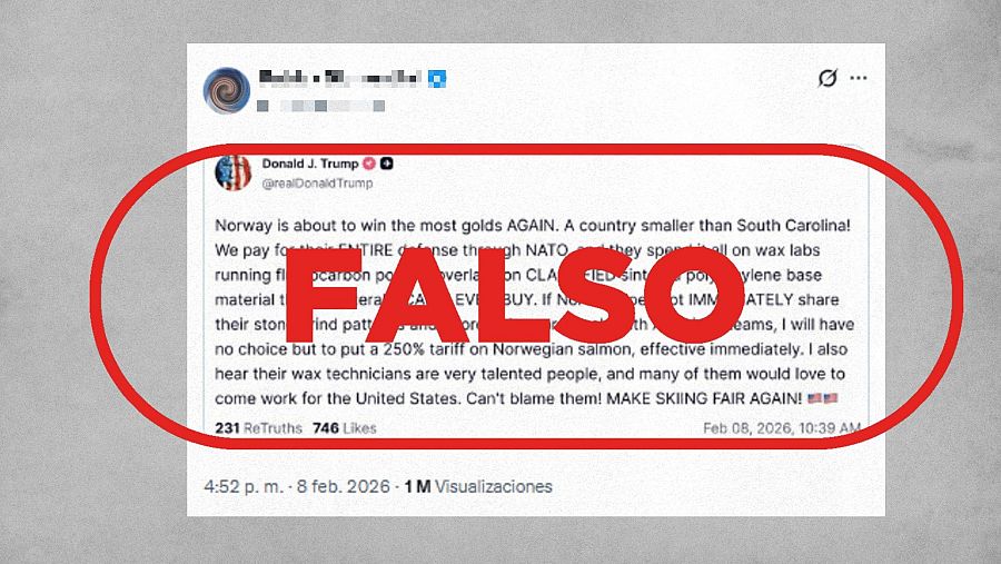 Mensaje que difunde un post falso de Trump en Truth Social