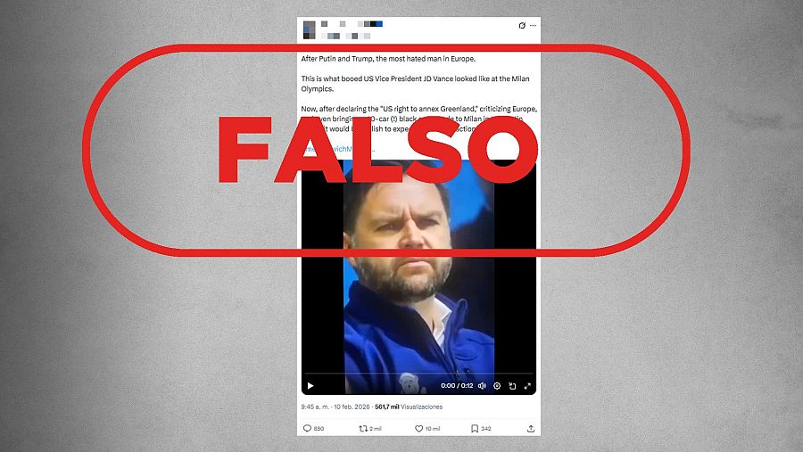 Mensaje que difunde falsamente que esta es la reacción de J.D. Vance a los abucheos en la ceremonia.