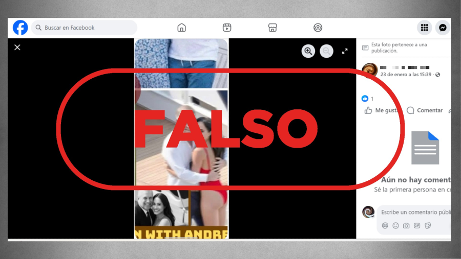 Perfil que difunde en enero la misma foto falsa, pero con el bañador de color rojo