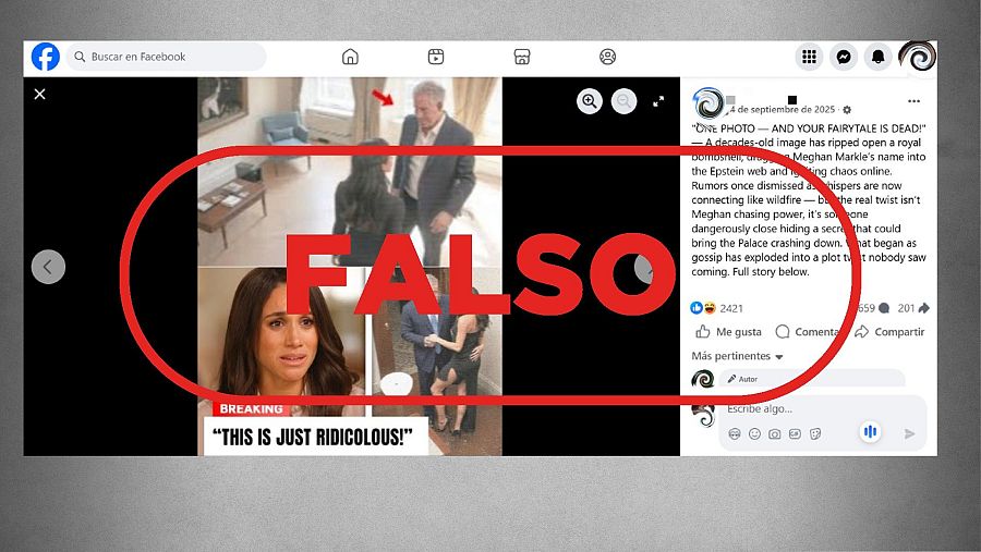 Publicación que comparte la foto falsa en septiembre de 2025