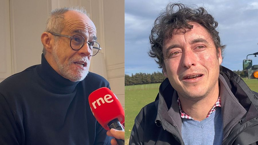 Carlos Moreno (izquierda), urbanista de París, y Benjamin Cuillé, ganadero de Nimes (derecha)