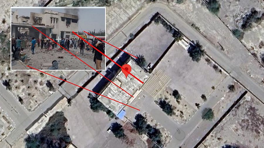 Coincidencias entre la imagen satelital de Google Maps y la foto de la escuela