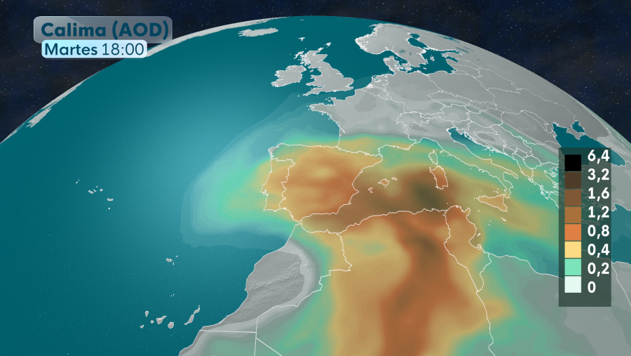 Polvo sahariano hacia la península y Baleares.