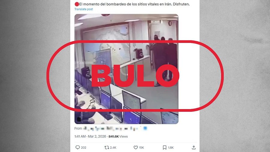 Mensaje que presenta como real y actual este vídeo antiguo y que contiene imágenes de IA