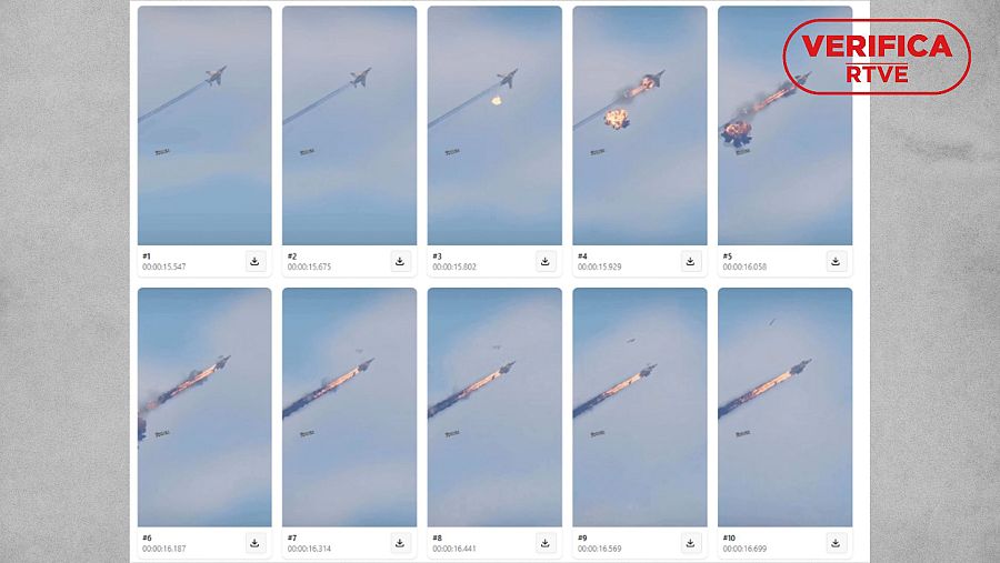 Secuencia del falso derribo de un caza F15.