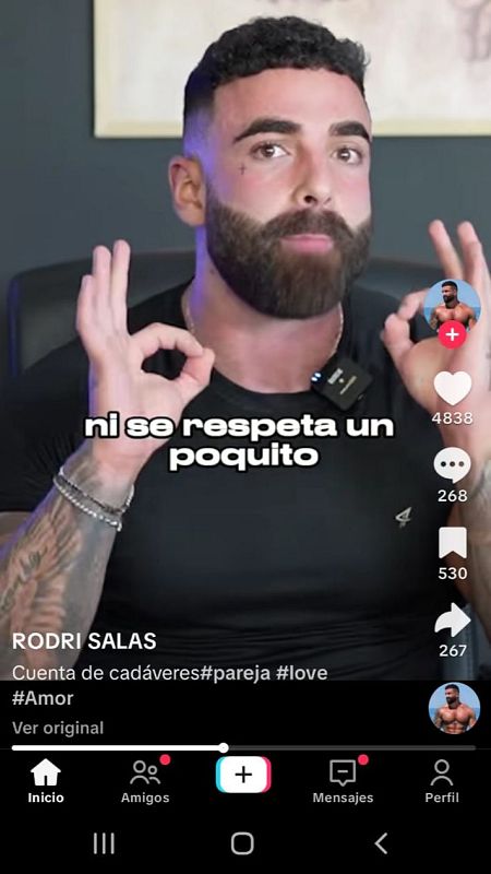 Rodri Salas, creador de contenido. Sus mensajes en contra de las mujeres con un body count alto llegan a cientos de miles de seguidores