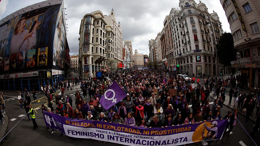Manifestación organizada por el Movimiento Feminista de Madrid (MFM) con motivo del 8 de marzo