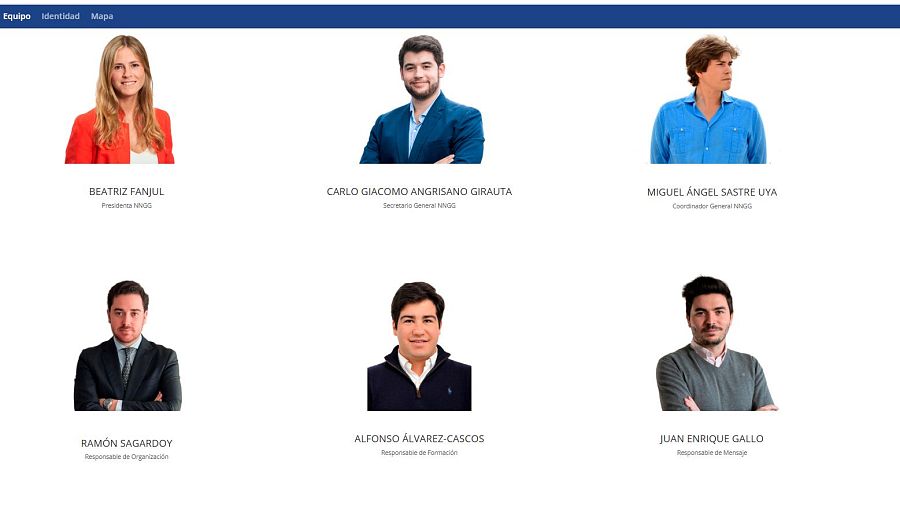 Captura de pantalla de la web de Nuevas Generaciones del PP hecha a las 20.30 del 8 de marzo de 2026