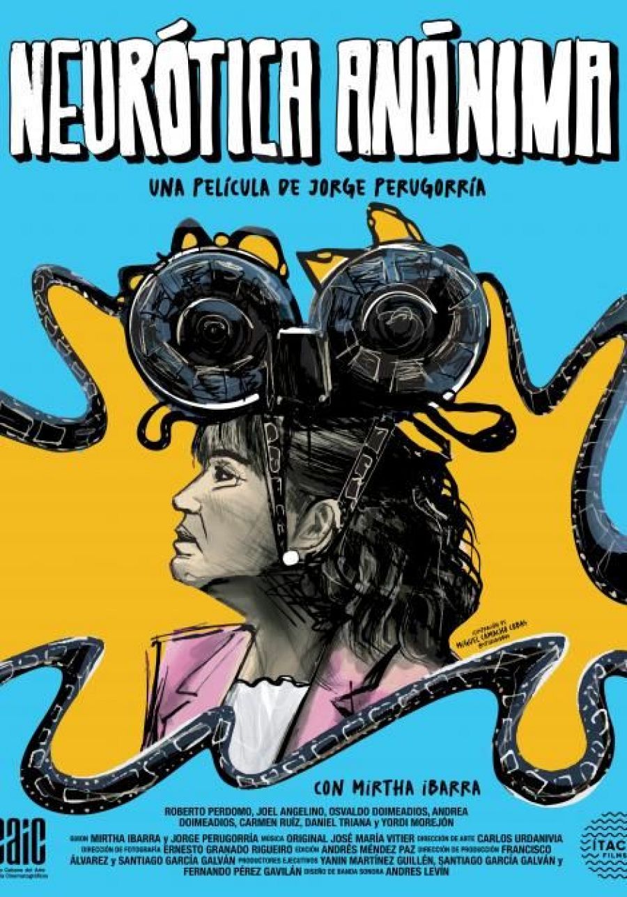 Un cartel con un diseño en colores contrastantes anuncia la película 