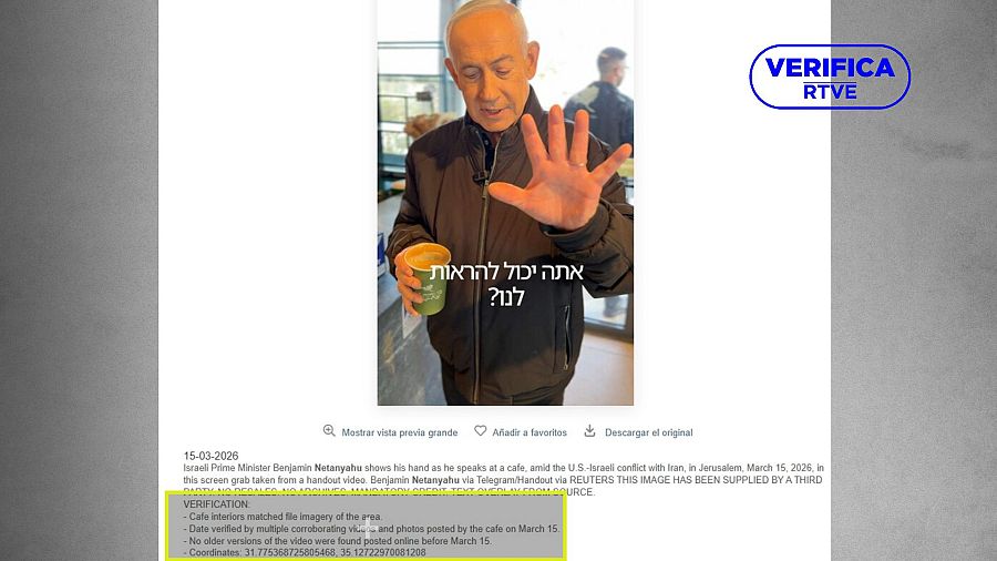 El vídeo de Benjamín Netanyahu con el aviso de verificación de Reuters