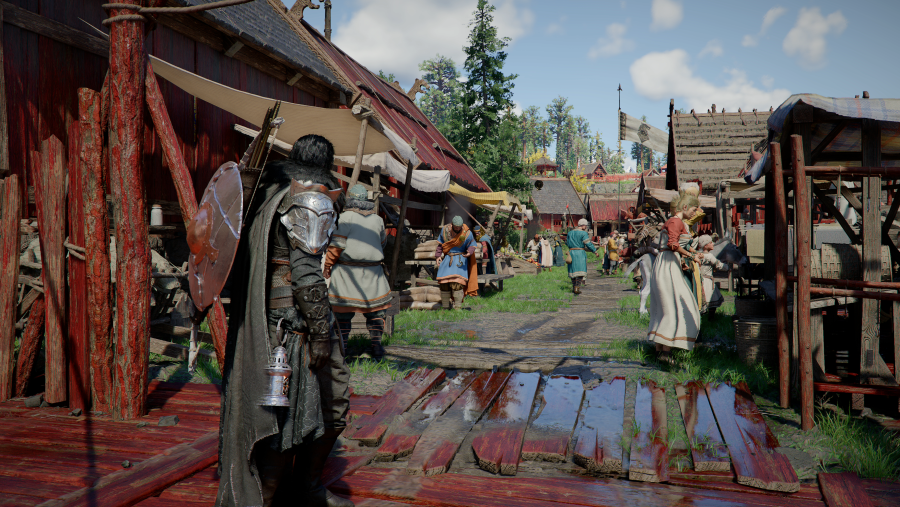 Kliff visita una aldea en Crimson Desert (Pearl Abyss).