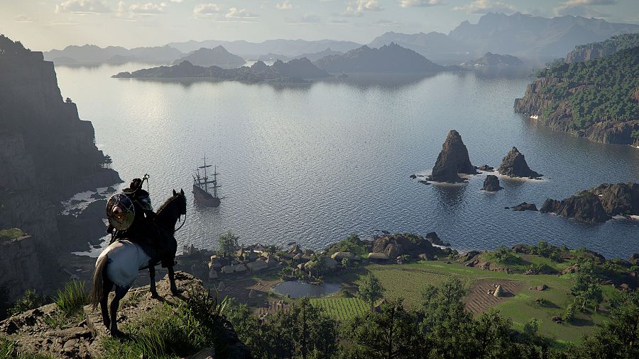 El protagonista de Crimson Desert a lomos de un caballo.