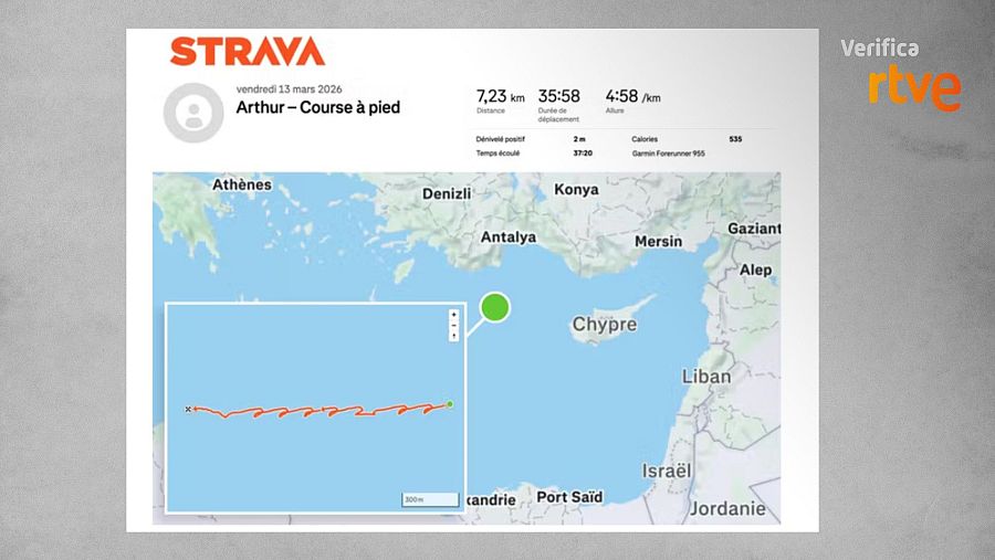 Captura de la ruta del militar francés publicada por el periódico Le Monde