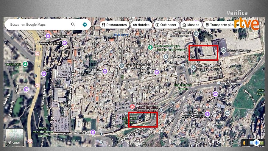 Distancia entre el lugar donde cayeron los fragmentos del misil y el Muro de las Lamentaciones