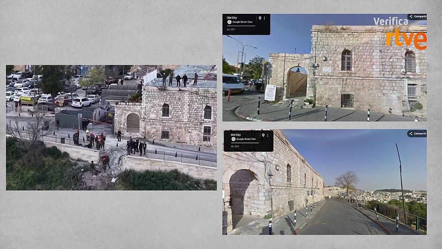 A la izquierda, imagen de France24; a la derecha, misma ubicación en Google Maps
