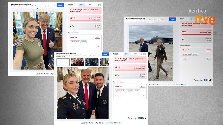 Resultados herramienta Hive sobre las fotos generadas con IA de esta influencer
