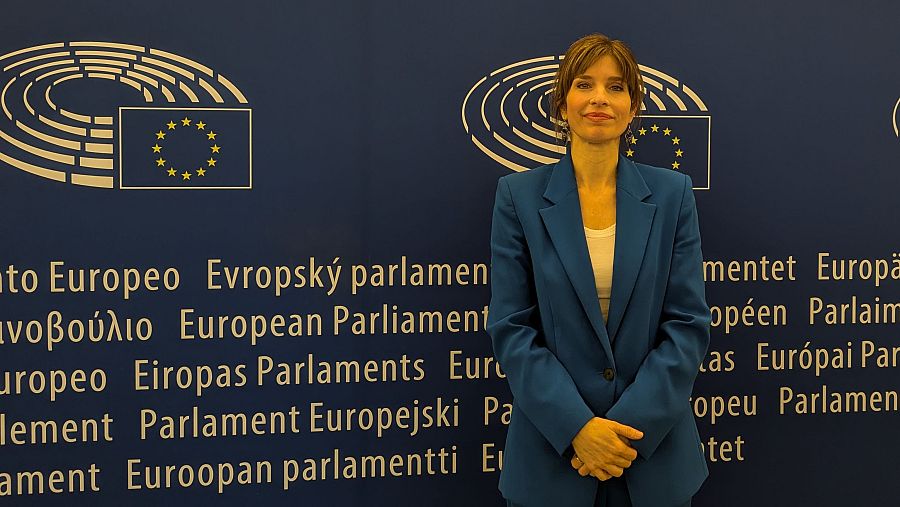 La eurodiputada socialista Hana Jalloul, en el Parlamento Europeo