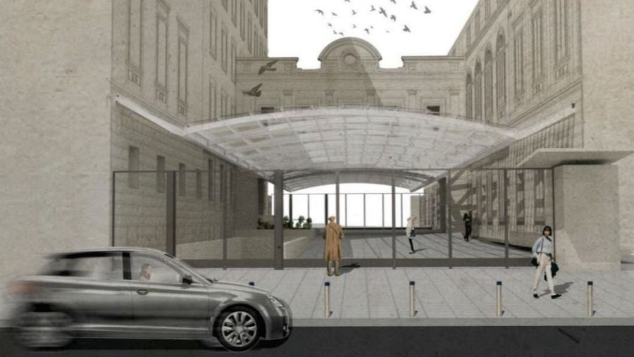 Reforma prevista en el patio de Floridablanca, con la cubrición acristalada del espacio.