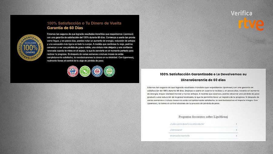 Espacio de garantía y preguntas frecuentes en los portales de venta del producto